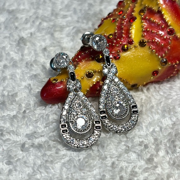 💙Art deco style sapphire and Diamond style fashion earrings - Picture 2 of 9